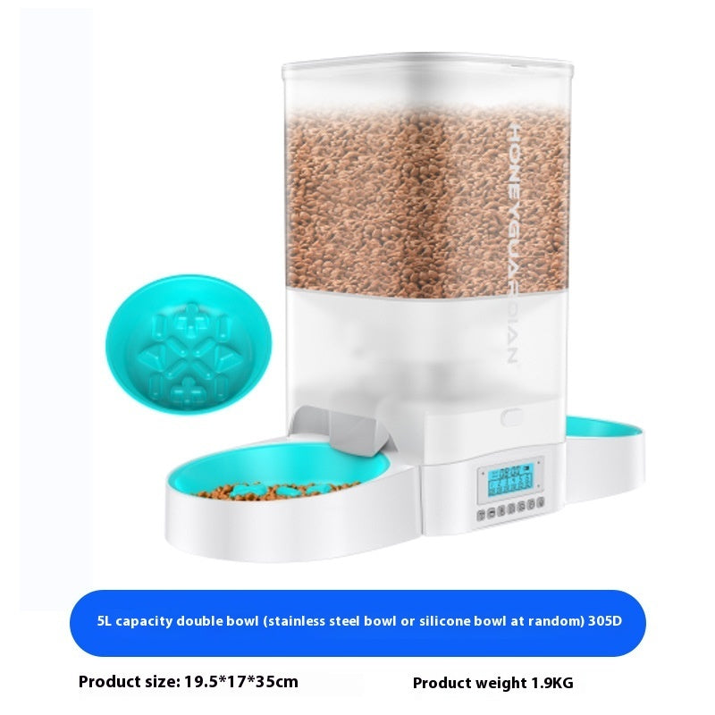 KFX-5930045 Automatic Pet Feeder for Cats - 3.5L and 5L Options with Double and Single Bowls