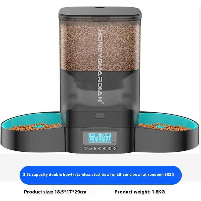 KFX-5930045 Automatic Pet Feeder for Cats - 3.5L and 5L Options with Double and Single Bowls