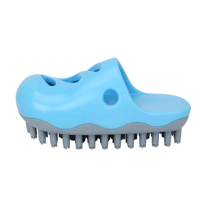 KFX-5931069 Pet Bath Massage Brush for Dogs - TPR Cleaning Tool with Quincuncial and Pointed Heads in Blue and Yellow