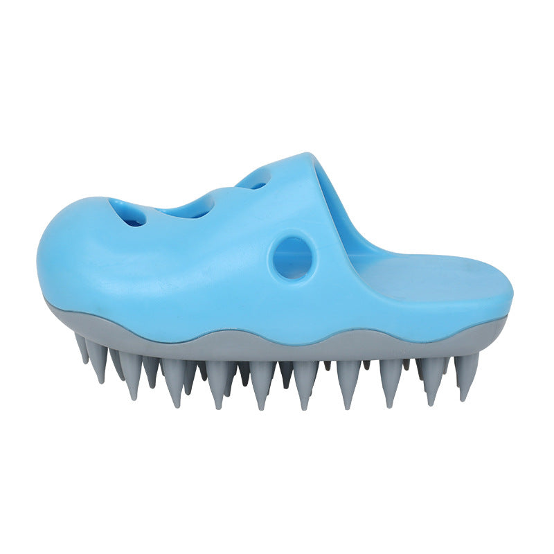 KFX-5931069 Pet Bath Massage Brush for Dogs - TPR Cleaning Tool with Quincuncial and Pointed Heads in Blue and Yellow