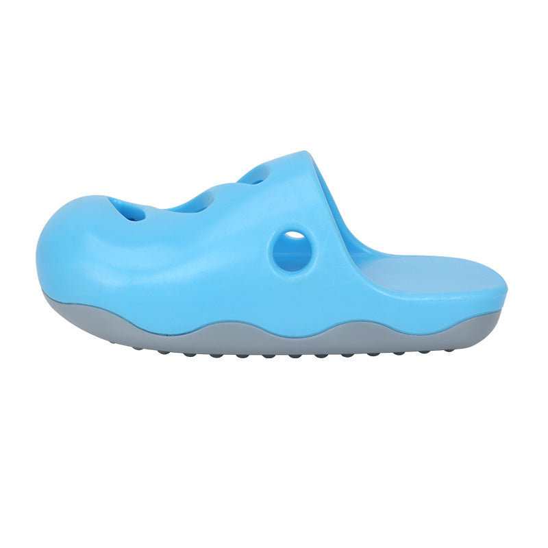 KFX-5931069 Pet Bath Massage Brush for Dogs - TPR Cleaning Tool with Quincuncial and Pointed Heads in Blue and Yellow