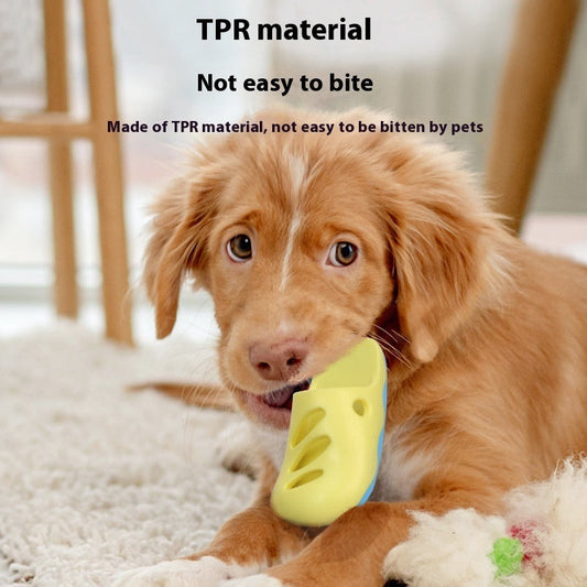 KFX-5931069 Pet Bath Massage Brush for Dogs - TPR Cleaning Tool with Quincuncial and Pointed Heads in Blue and Yellow