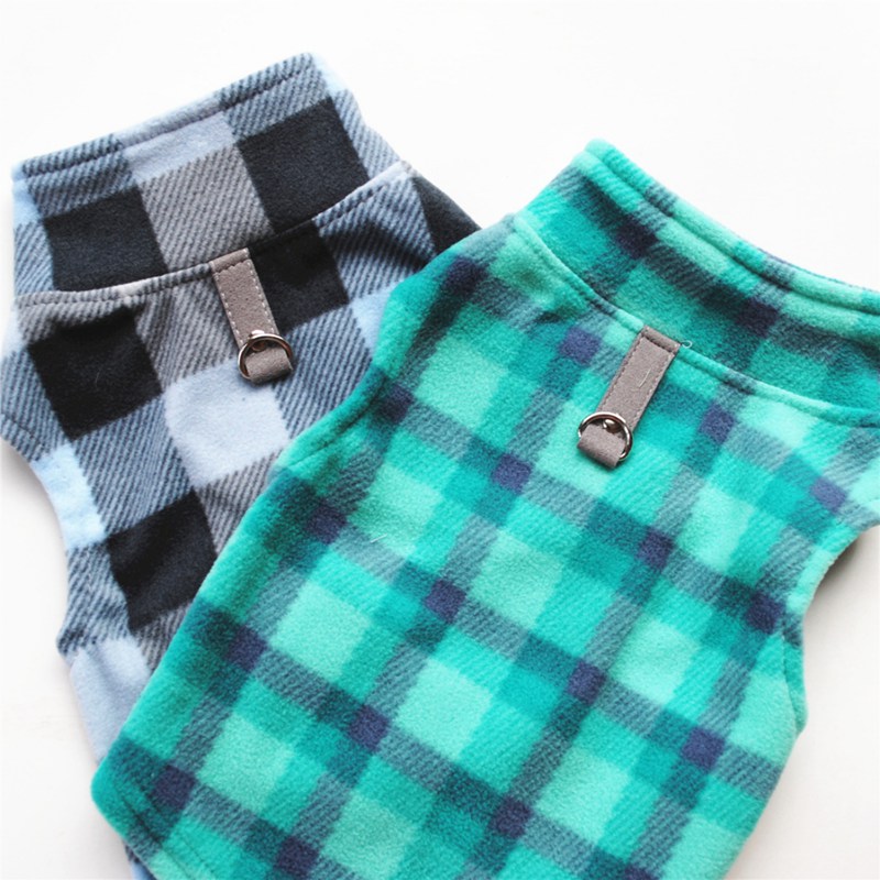 KFX-5931325 Plaid Fleece Pet Sweater - Cozy and Stylish Outfit for Dogs and Cats