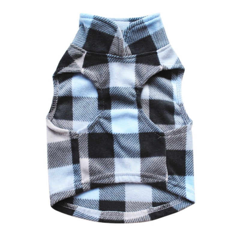 KFX-5931325 Plaid Fleece Pet Sweater - Cozy and Stylish Outfit for Dogs and Cats