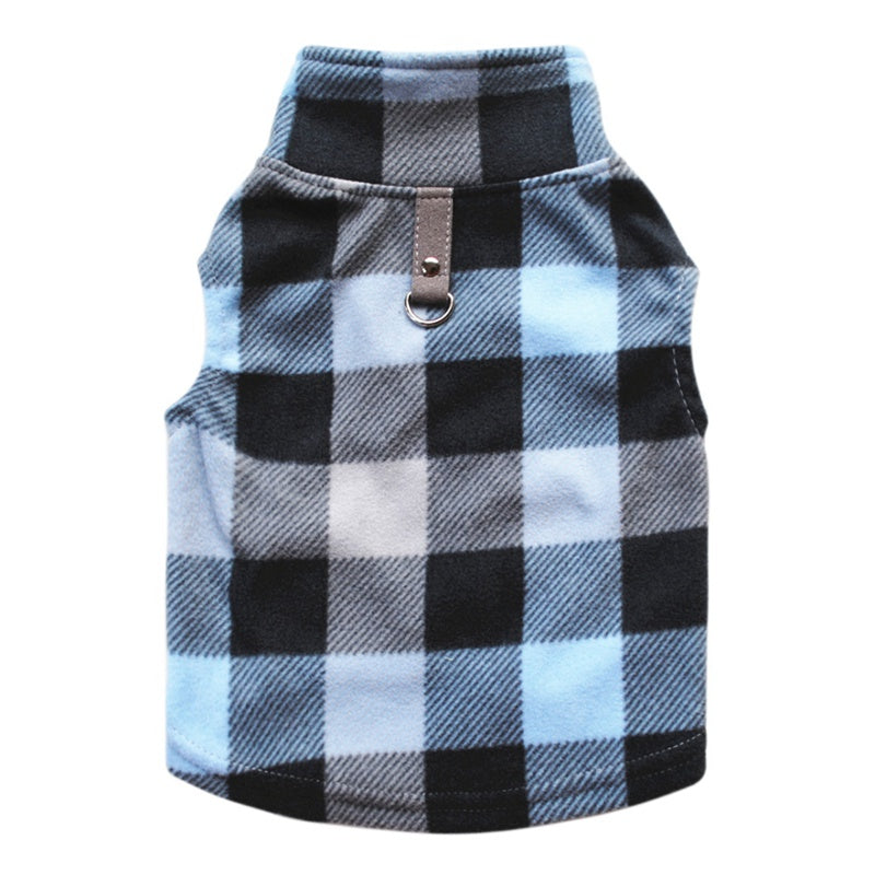 KFX-5931325 Plaid Fleece Pet Sweater - Cozy and Stylish Outfit for Dogs and Cats
