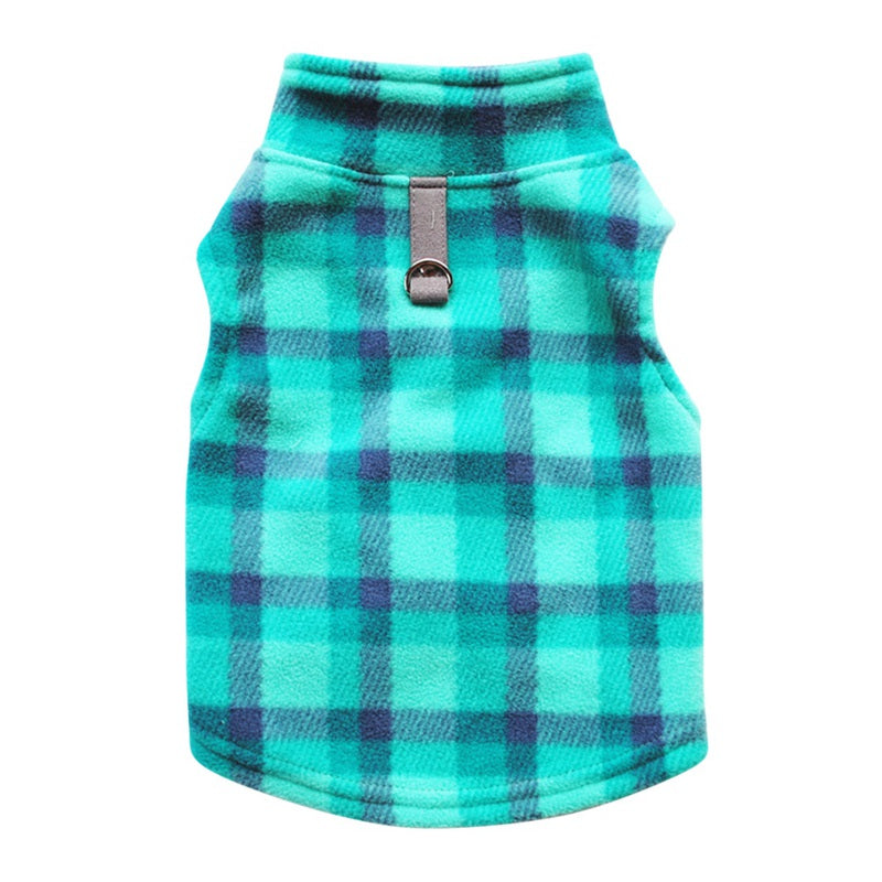 KFX-5931325 Plaid Fleece Pet Sweater - Cozy and Stylish Outfit for Dogs and Cats