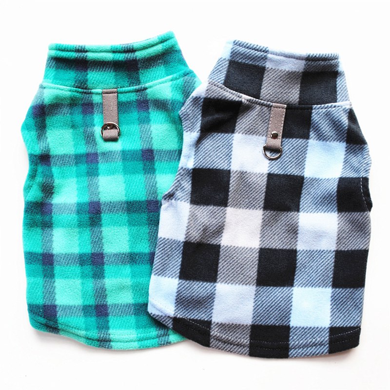 KFX-5931325 Plaid Fleece Pet Sweater - Cozy and Stylish Outfit for Dogs and Cats