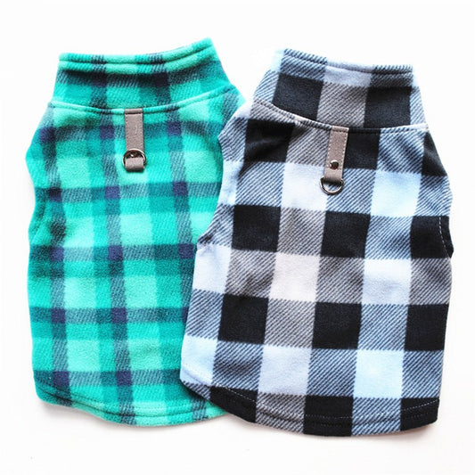 KFX-5931325 Plaid Fleece Pet Sweater - Cozy and Stylish Outfit for Dogs and Cats
