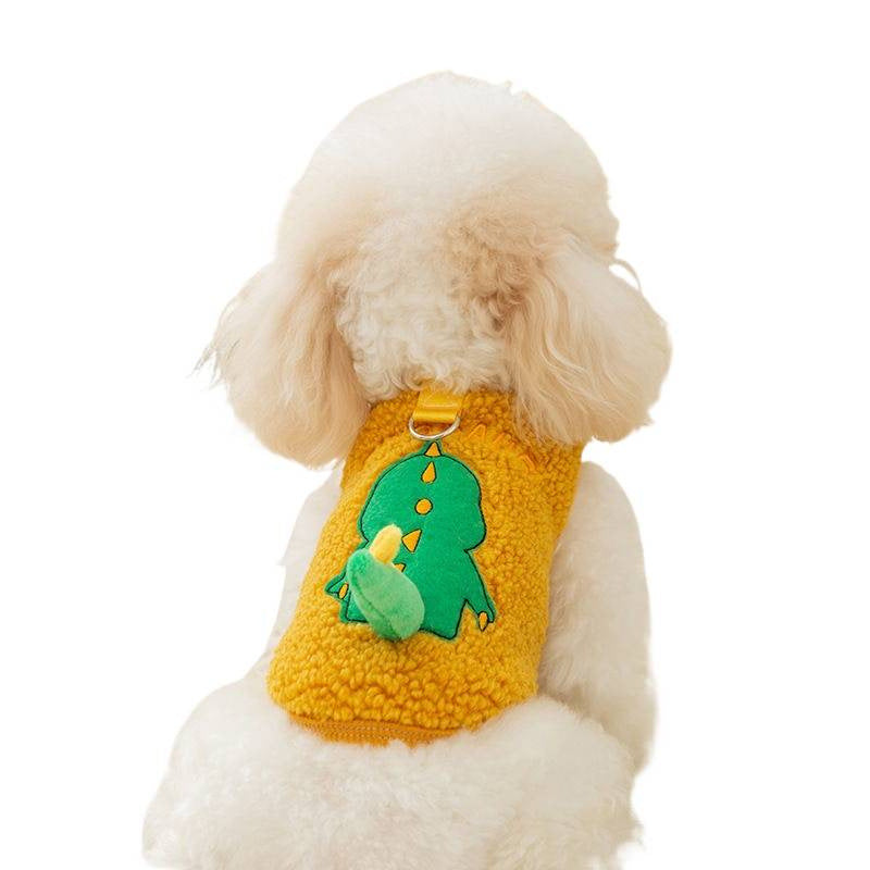 KFX-5931837 Fleece-Lined Winter Vest for Pets – Adorable Panda, Dinosaur & Tiger Designs, Sizes XS to XXL
