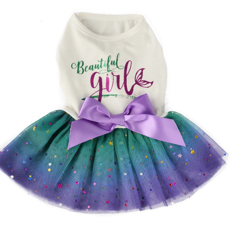 KFX-5933629 Sapphire Blue Gradient Starry Sky Pet Skirt for Small Dogs - Sizes XS to 2XL