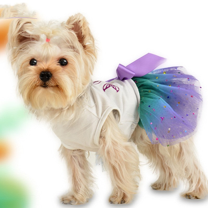 KFX-5933629 Sapphire Blue Gradient Starry Sky Pet Skirt for Small Dogs - Sizes XS to 2XL
