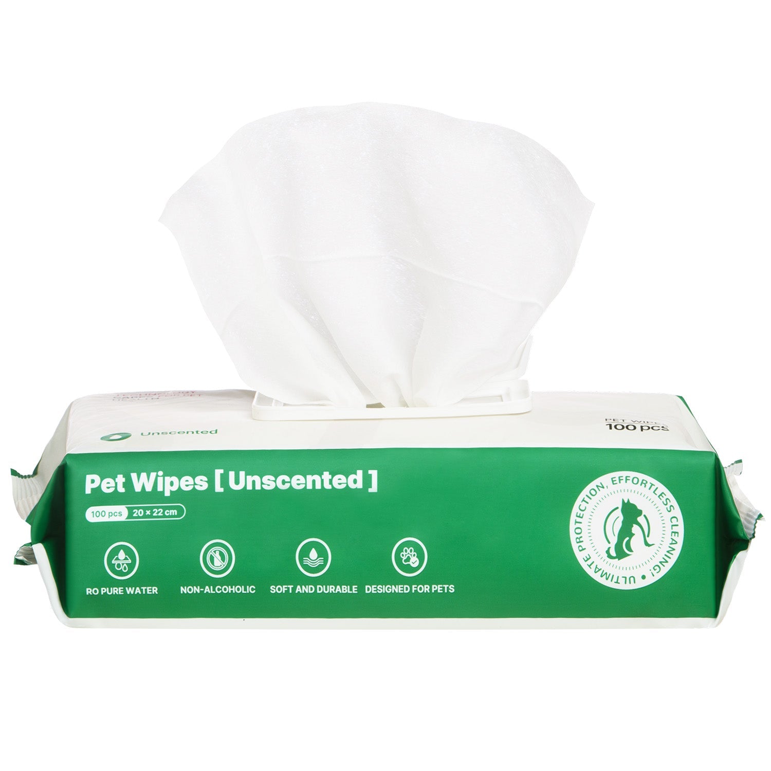 KFX-5933885 Antibacterial Dog and Cat Wipes with Silver Ions - Unscented, Hypoallergenic for Paws, Face, Ear, and Butt Cleaning