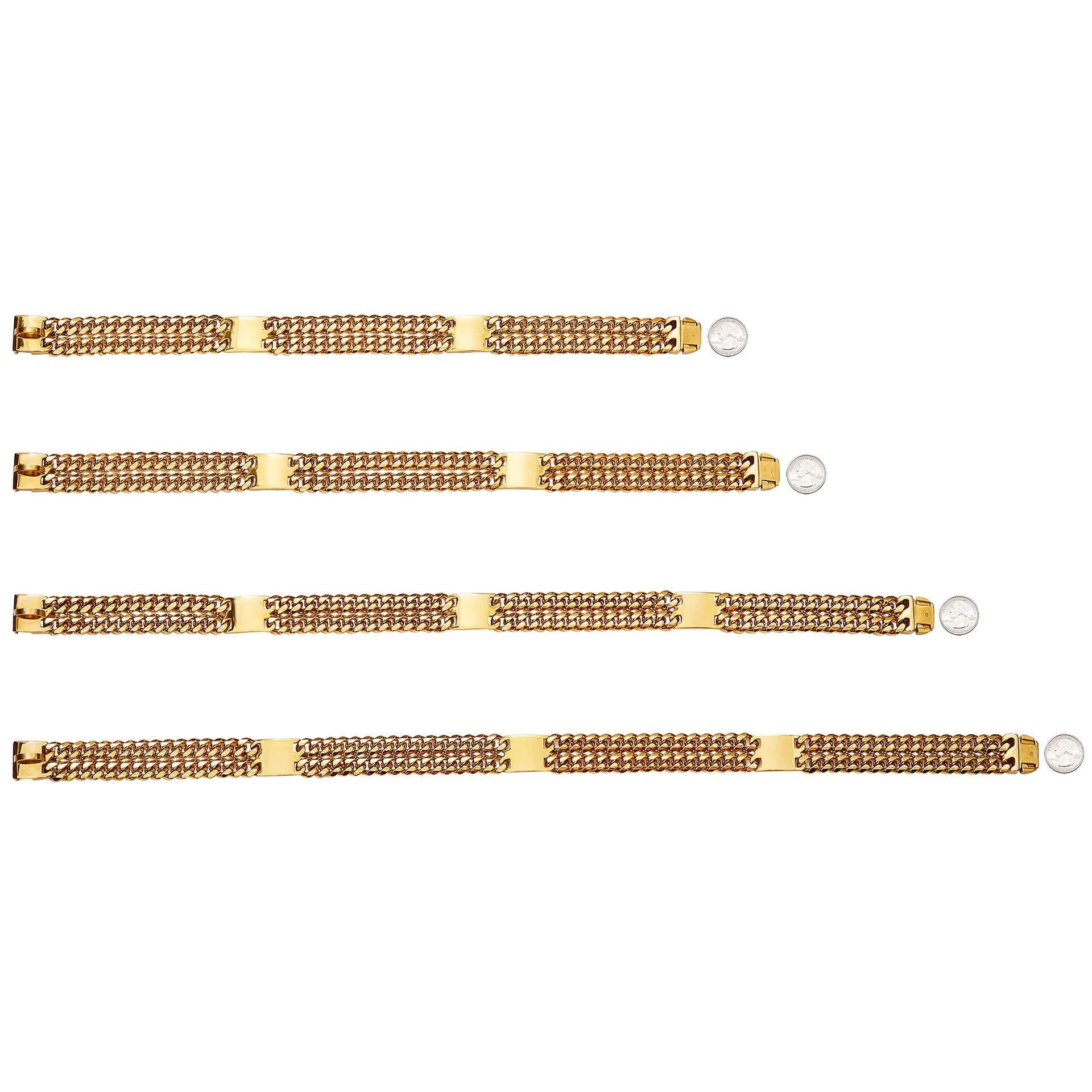 KFX-5934013 Double Row Metal Dog Chain Collar in Titanium Steel - Multiple Sizes Available