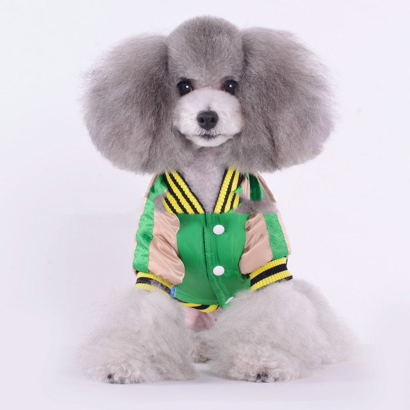 KFX-5934397 Yokosuka Samurai Satin Fabric Pet Coat – Red & Green, Sizes S to 2XL