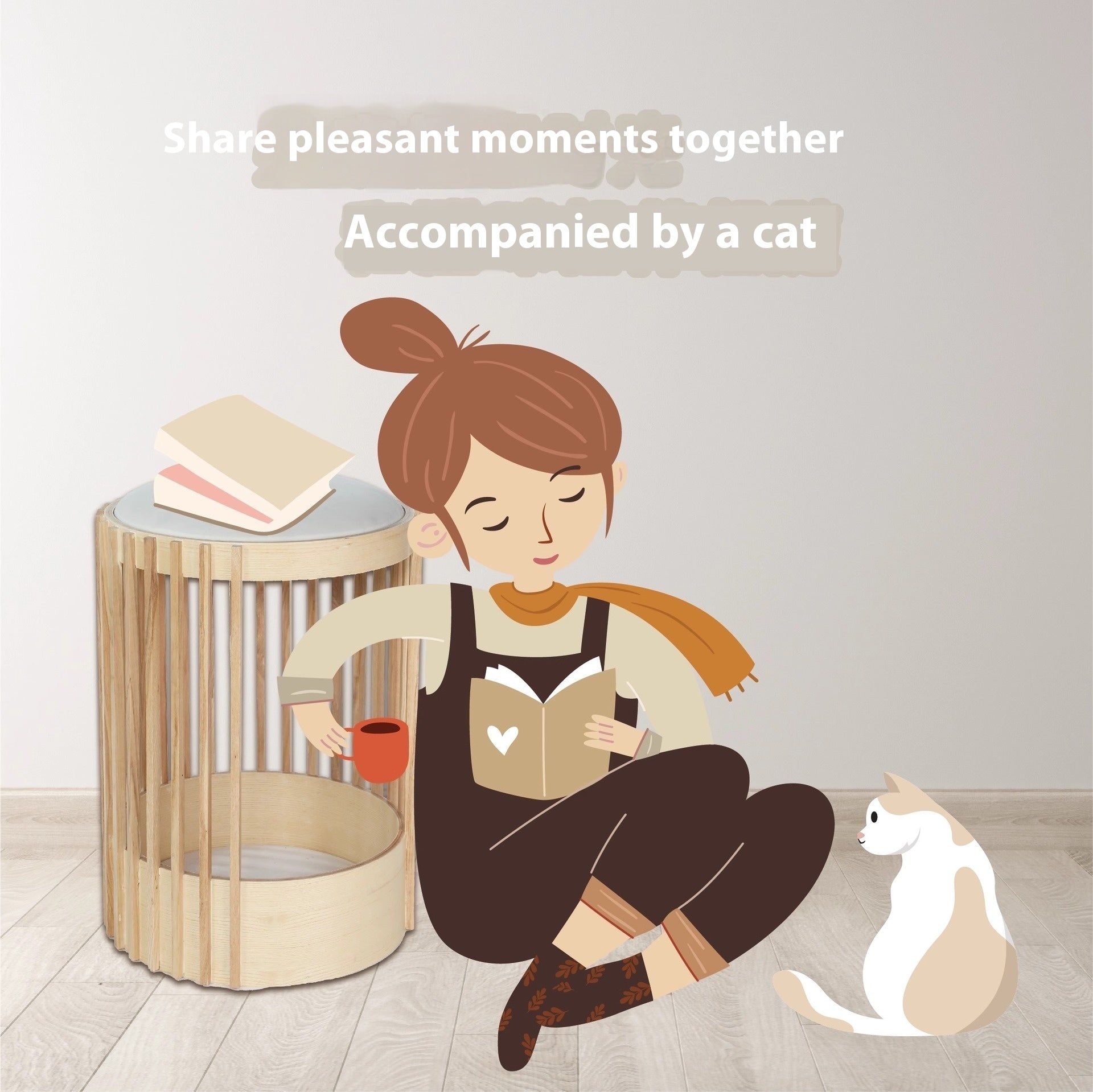 KFX-5935293 Solid Wood Cat Climbing Frame and Bed - Bite-Resistant, Simple Design, 40x60cm