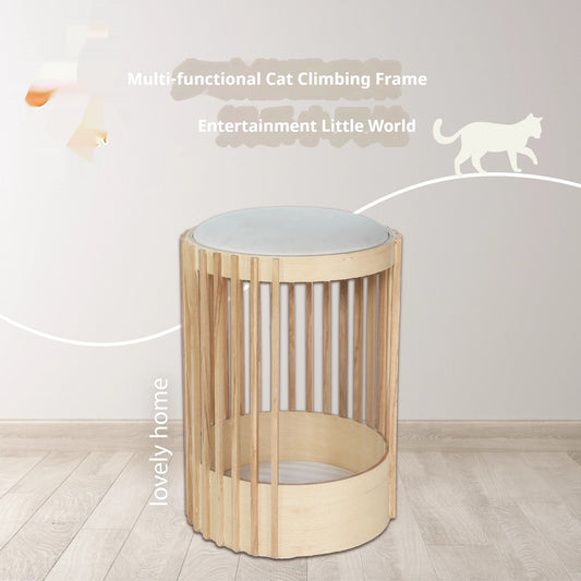 KFX-5935293 Solid Wood Cat Climbing Frame and Bed - Bite-Resistant, Simple Design, 40x60cm