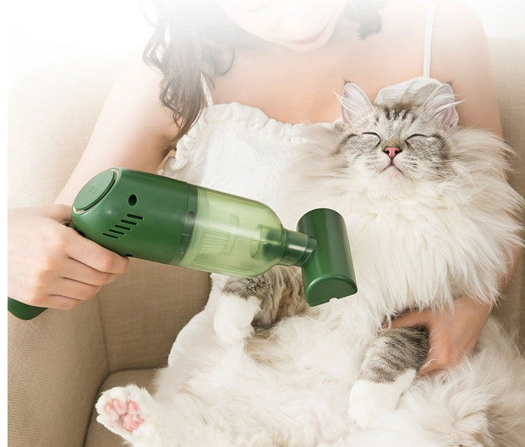 KFX-5937597 Electric Cat and Dog Hair Suction Vacuum Cleaner for Home Use, Green, Compact Design