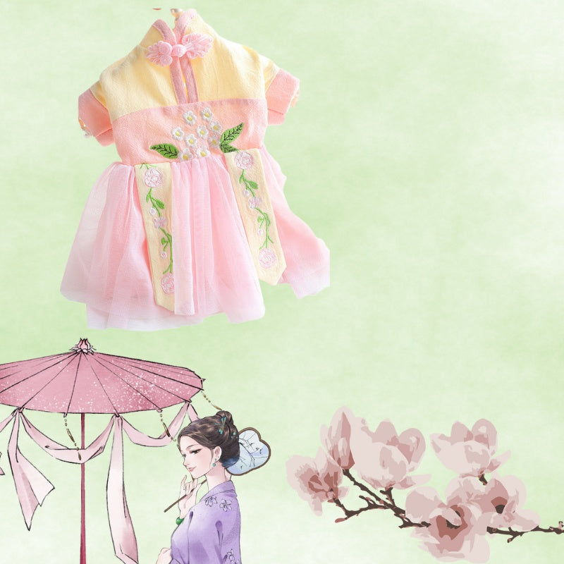 KFX-5938365 Lightweight Summer Cat Hanfu Dress in Various Sizes - Polyester Fabric