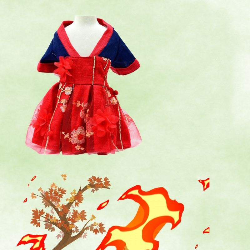 KFX-5938365 Lightweight Summer Cat Hanfu Dress in Various Sizes - Polyester Fabric