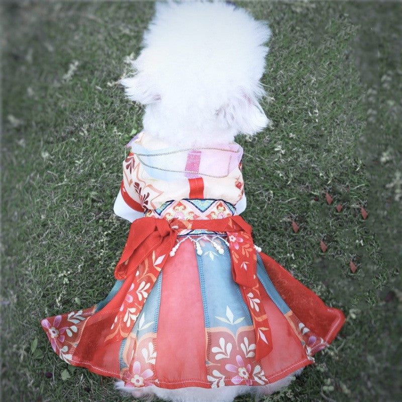 KFX-5938365 Lightweight Summer Cat Hanfu Dress in Various Sizes - Polyester Fabric