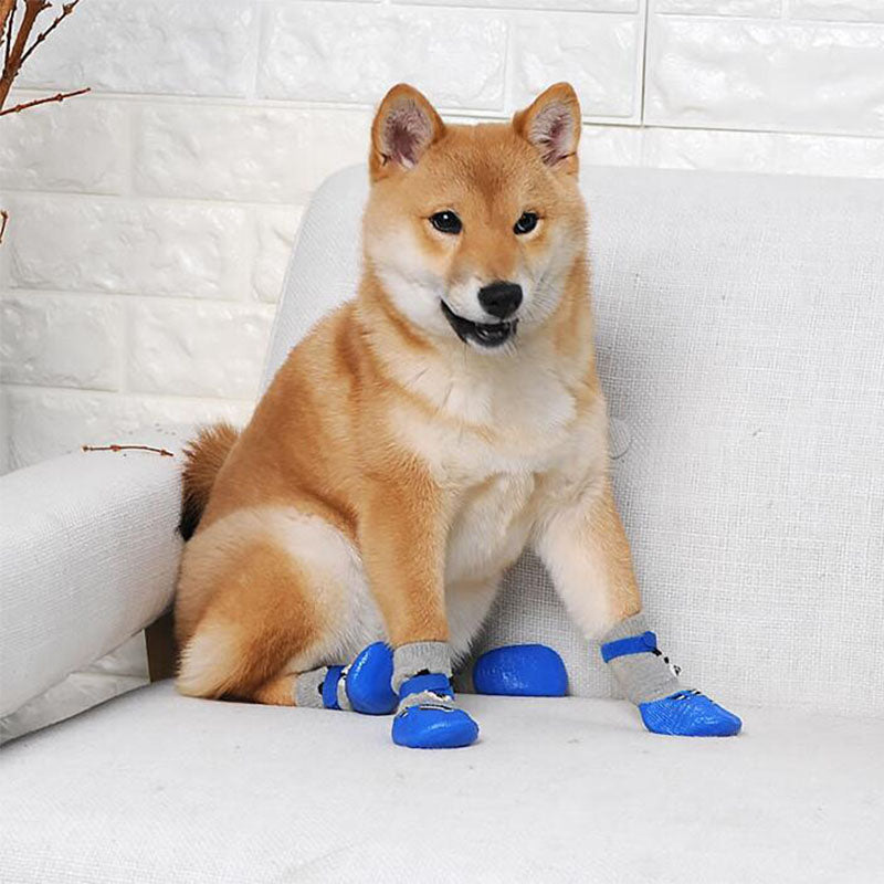 KFX-5938621 Waterproof Non-Slip Pet Shoes for Dogs and Cats - Set of 4, Cotton & Rubber, Available in Sizes S, M, L