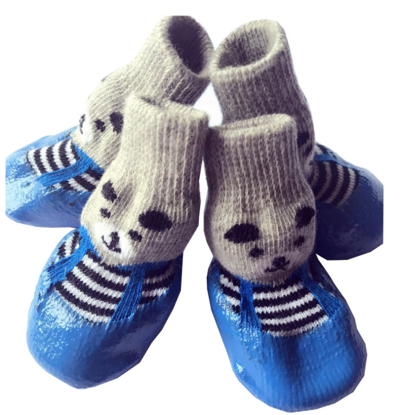 KFX-5938621 Waterproof Non-Slip Pet Shoes for Dogs and Cats - Set of 4, Cotton & Rubber, Available in Sizes S, M, L
