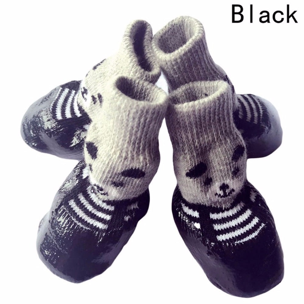 KFX-5938621 Waterproof Non-Slip Pet Shoes for Dogs and Cats - Set of 4, Cotton & Rubber, Available in Sizes S, M, L