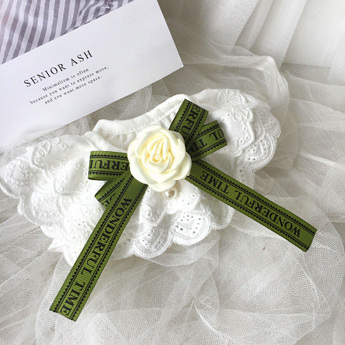 KFX-5939389 Chic Green Lace Cotton Pet Scarf for Stylish Pets - Available in XS, S, M, L, XL