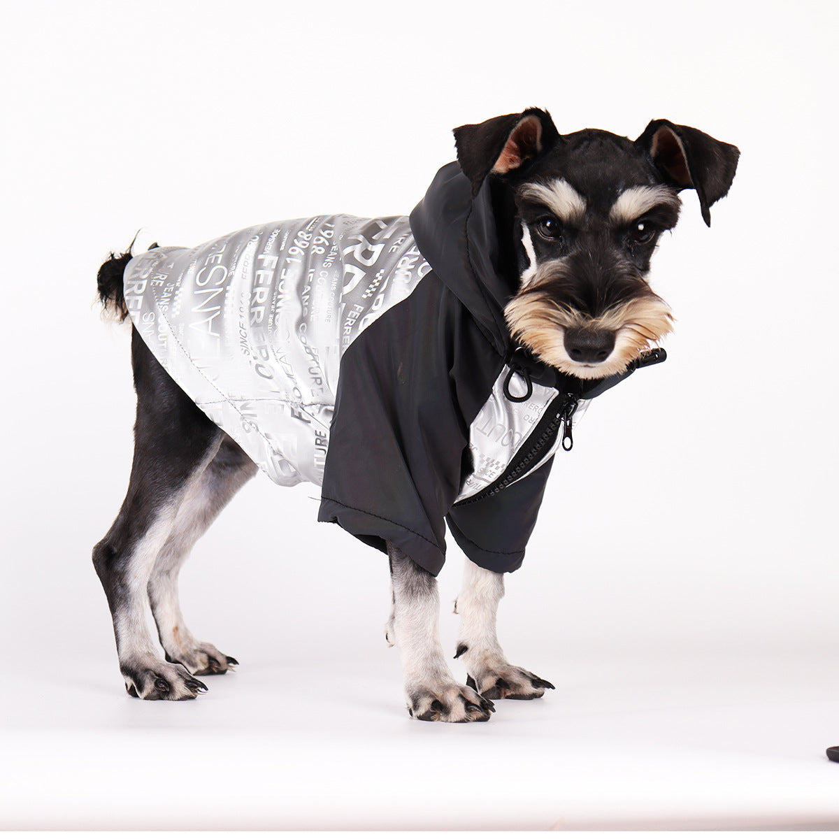 KFX-5940157 Reflective Dog Raincoat with Drawstring Hood and Colorful Sleeves, Polyester Material, Trendy Print, Available in Sizes XS-XXL