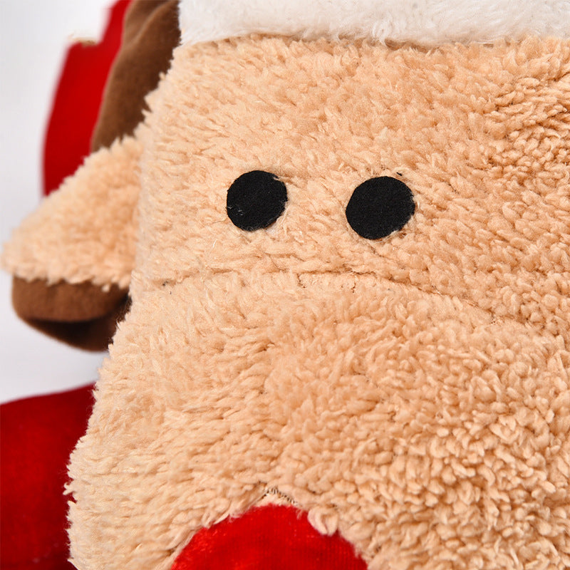 KFX-5941821 Cozy Red Reindeer Round Pet Nest - Plush Polyester and Velvet, 45x40x57cm