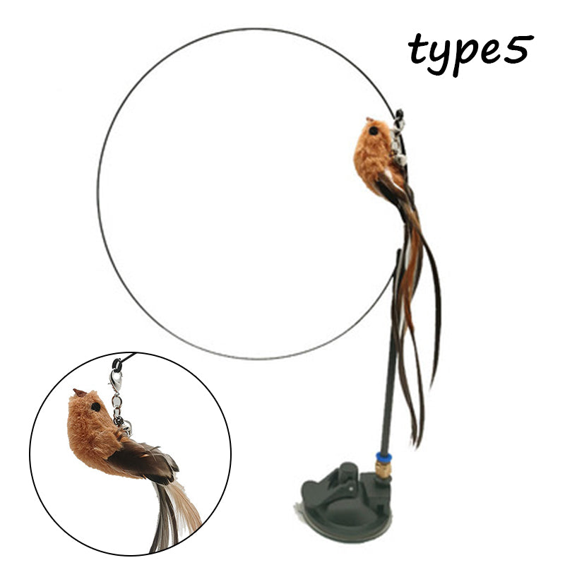 KFX-5942589 Detachable Cat Play Stick with Feathers and Suction Cup Base