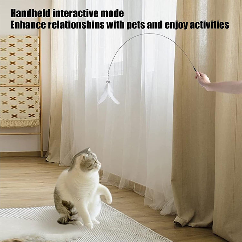 KFX-5942589 Detachable Cat Play Stick with Feathers and Suction Cup Base