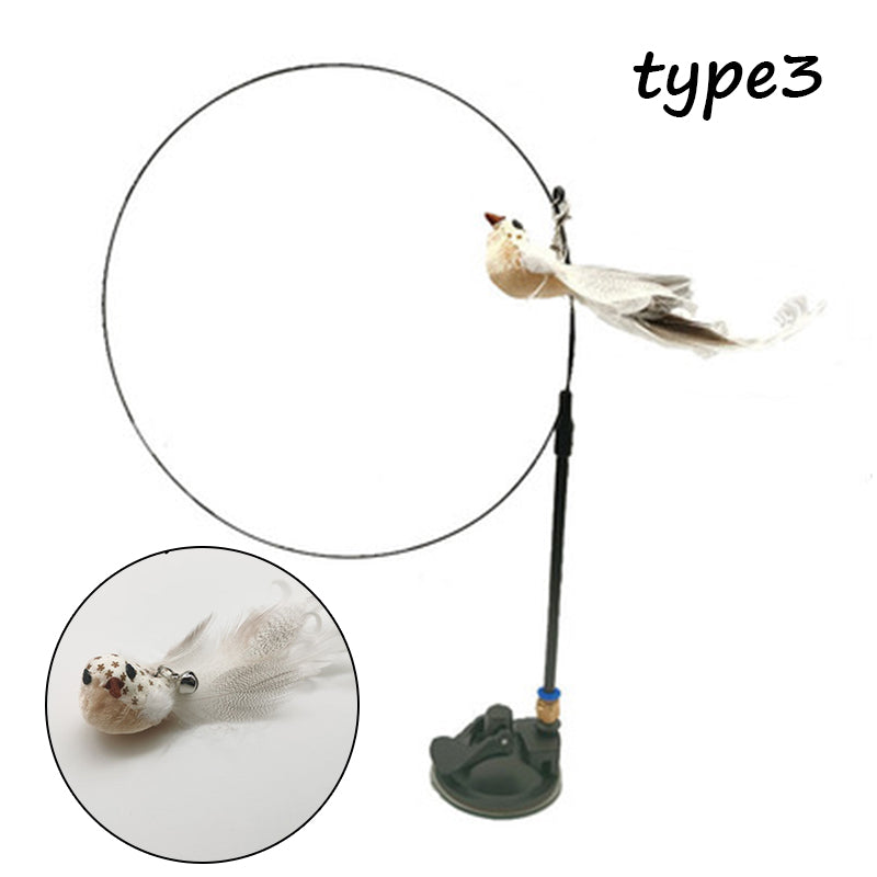 KFX-5942589 Detachable Cat Play Stick with Feathers and Suction Cup Base