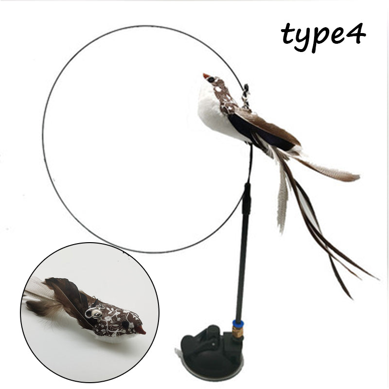KFX-5942589 Detachable Cat Play Stick with Feathers and Suction Cup Base