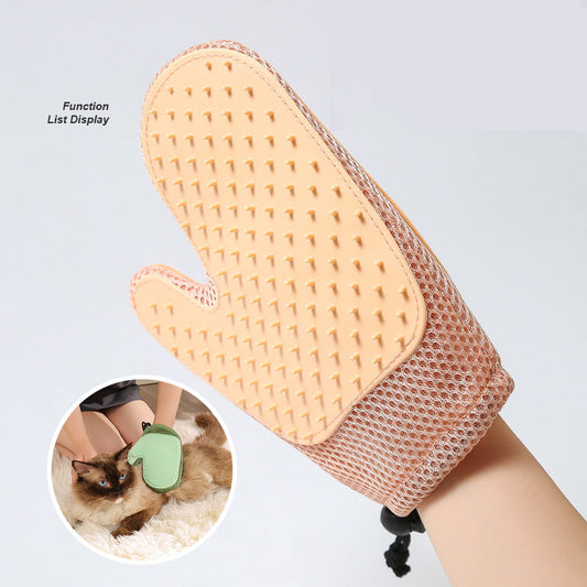 KFX-5943357 2-in-1 Pet Grooming Gloves for Hair Removal and Bathing - Floating Fur Comb for Dogs and Cats