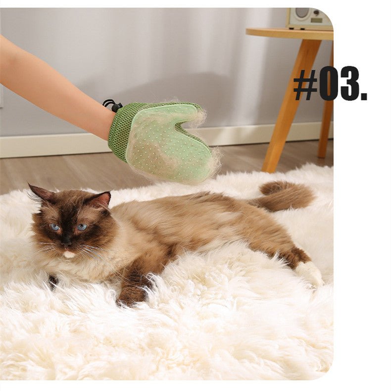 KFX-5943357 2-in-1 Pet Grooming Gloves for Hair Removal and Bathing - Floating Fur Comb for Dogs and Cats