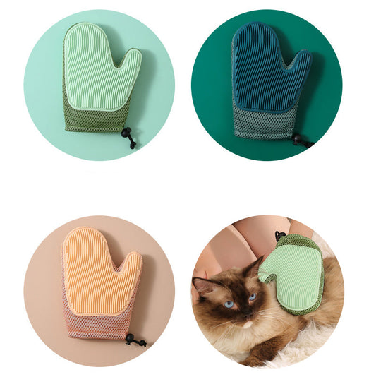 KFX-5943357 2-in-1 Pet Grooming Gloves for Hair Removal and Bathing - Floating Fur Comb for Dogs and Cats