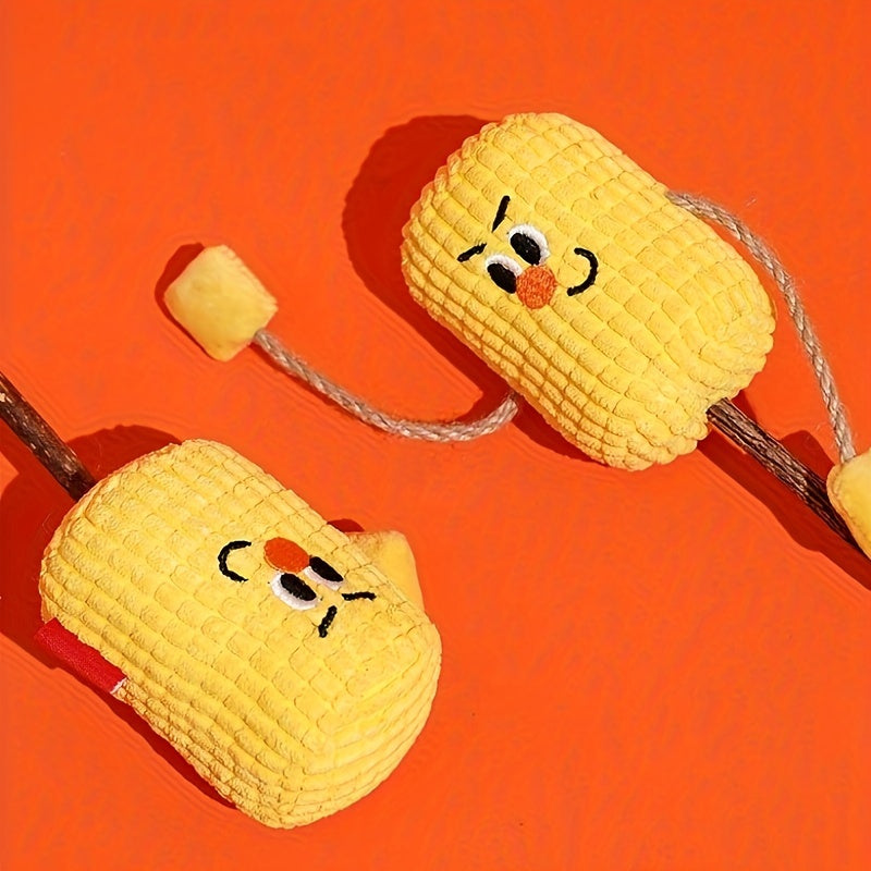 KFX-5945021 Natural Corn Cob Cat Toy with Catnip for Teeth Cleaning and Molar Care