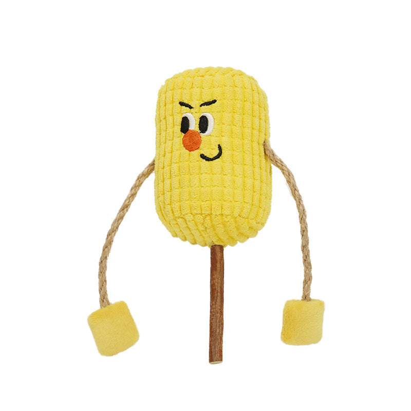 KFX-5945021 Natural Corn Cob Cat Toy with Catnip for Teeth Cleaning and Molar Care
