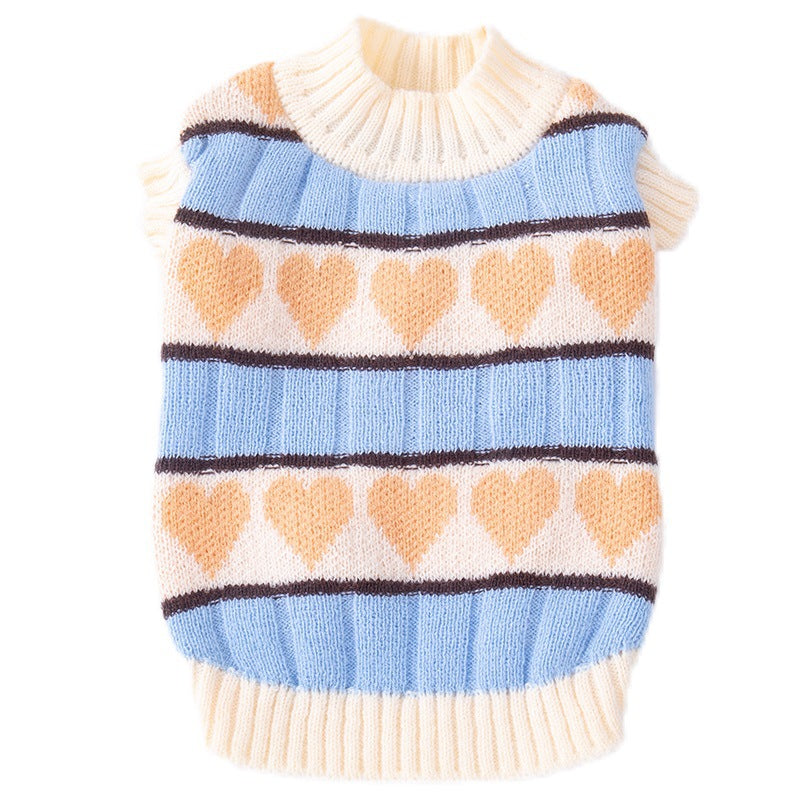 KFX-5945533 Peach Heart Velvet Pet Sweater for Dogs and Cats in Multiple Sizes