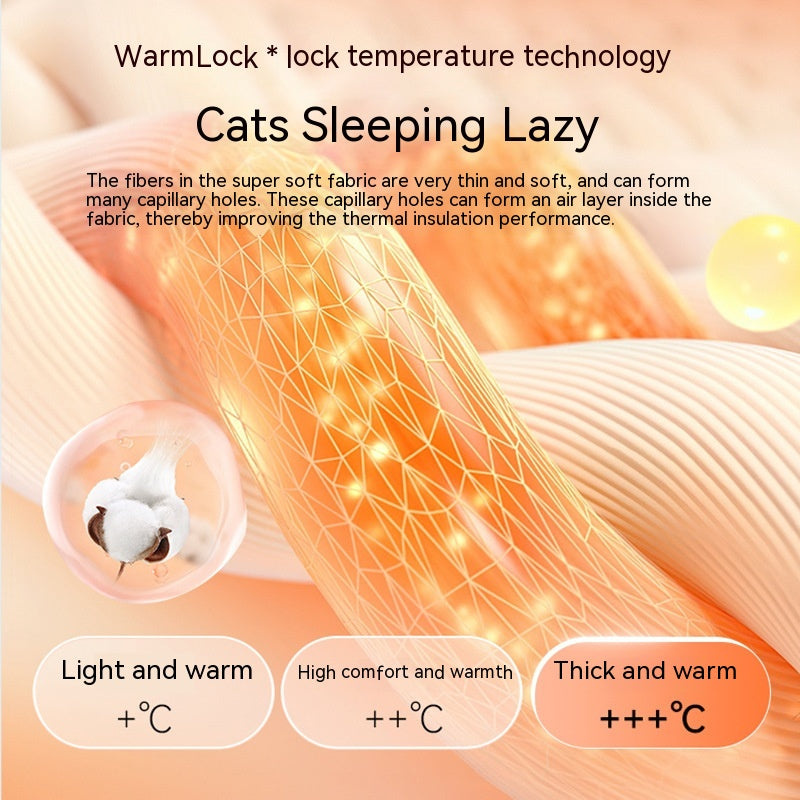 KFX-5947581 Warm Thickened Semi-Enclosed Cat Nest in Lucky Persimmon Color - Available for One to Four Cats