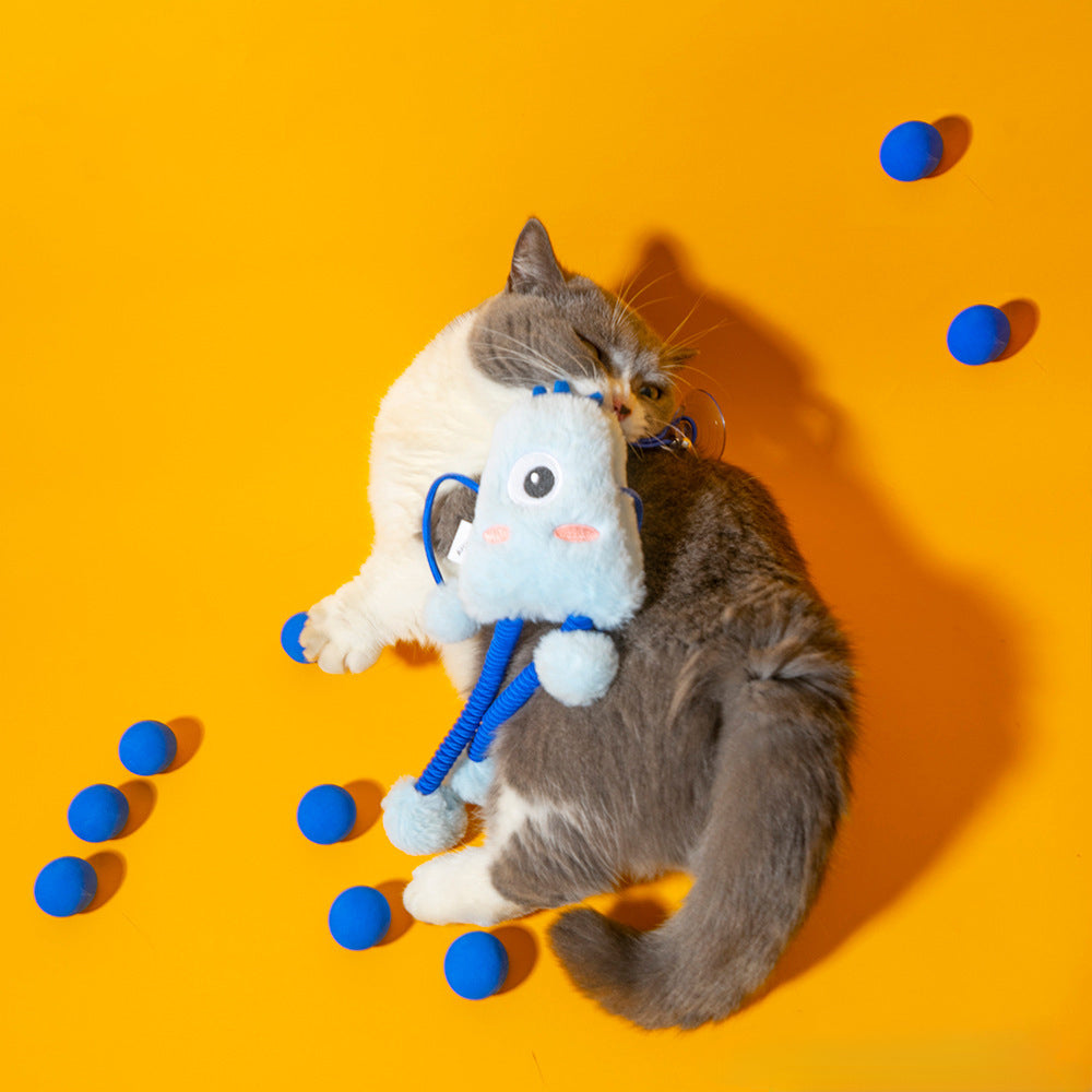 KFX-5950781 Telescopic Elastic Cat Toy with Mint Bell - Plush Ring for Playful Cats (30x30cm, 200g)
