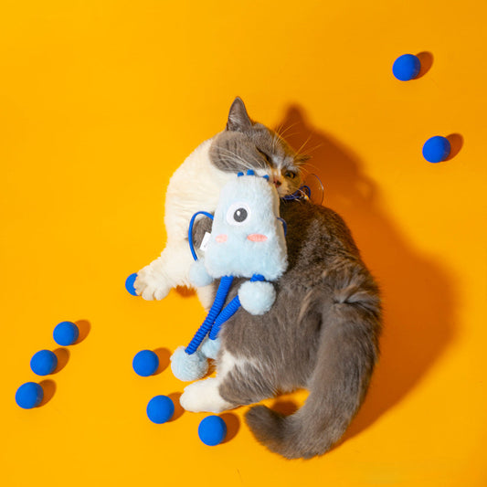 KFX-5950781 Telescopic Elastic Cat Toy with Mint Bell - Plush Ring for Playful Cats (30x30cm, 200g)