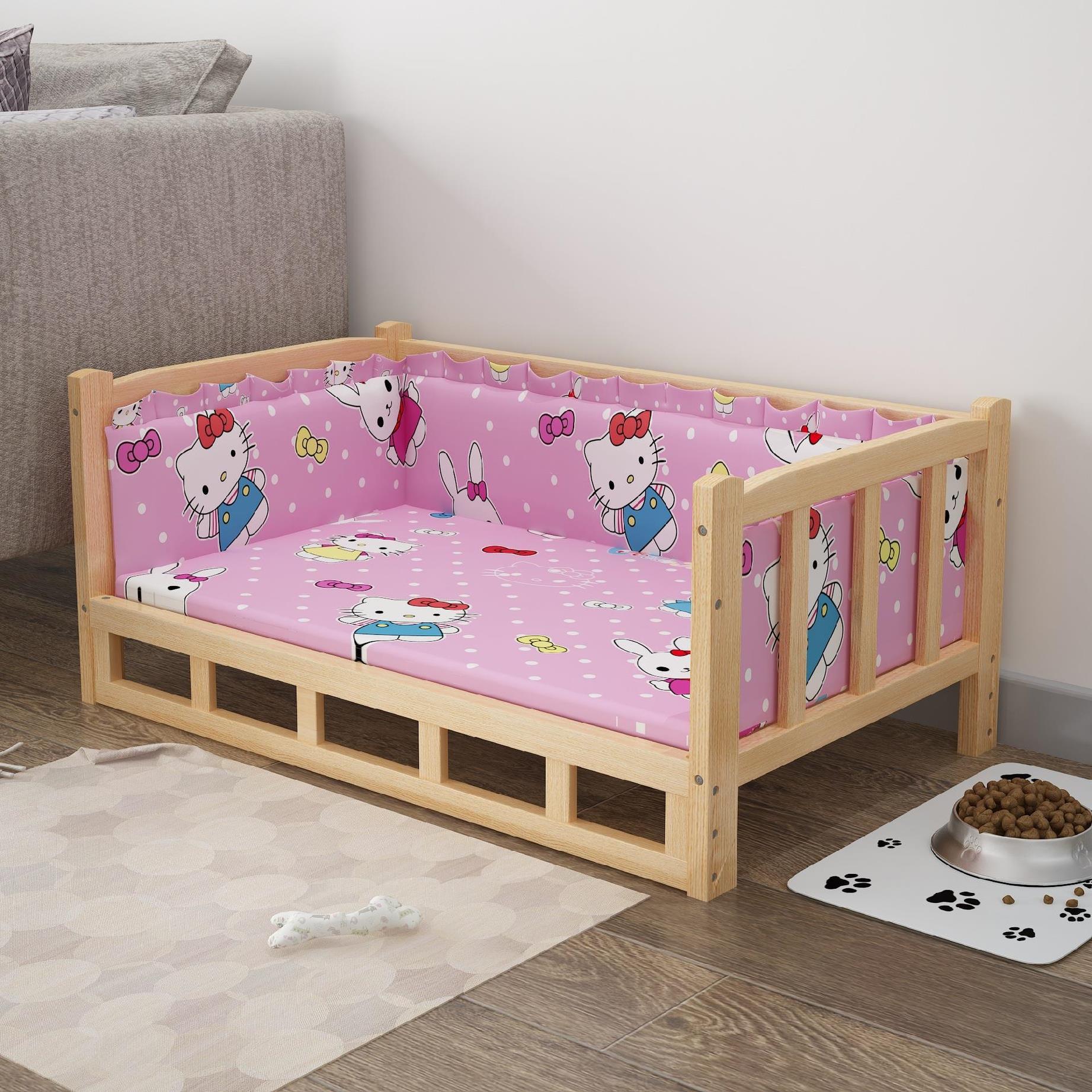 KFX-5951933 Stylish Wooden Dog Bed with Soft Cotton Cushion in Multiple Colors