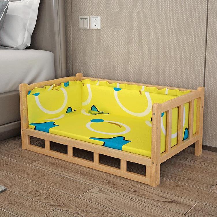 KFX-5951933 Stylish Wooden Dog Bed with Soft Cotton Cushion in Multiple Colors