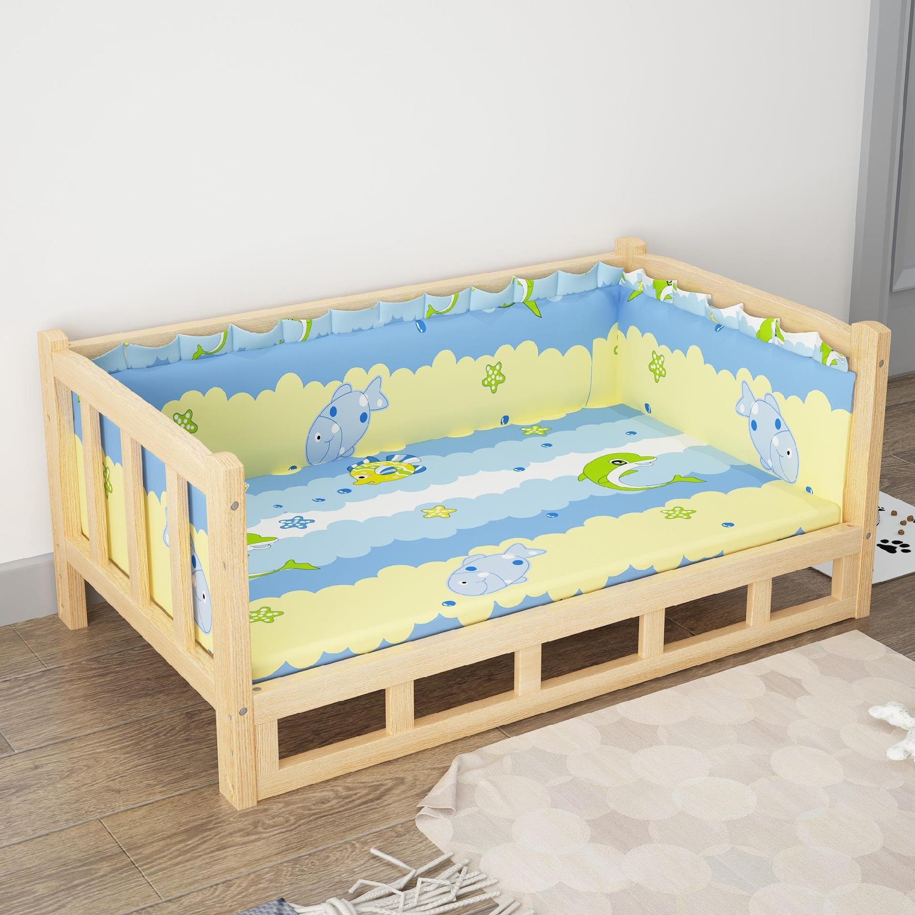 KFX-5951933 Stylish Wooden Dog Bed with Soft Cotton Cushion in Multiple Colors
