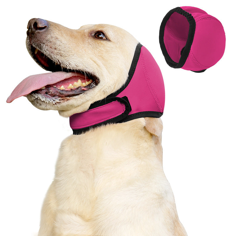 KFX-5952061 Waterproof Dog Head Cover with Earmuffs for Summer Swimming and Protection, Available in Gray and Rose Red