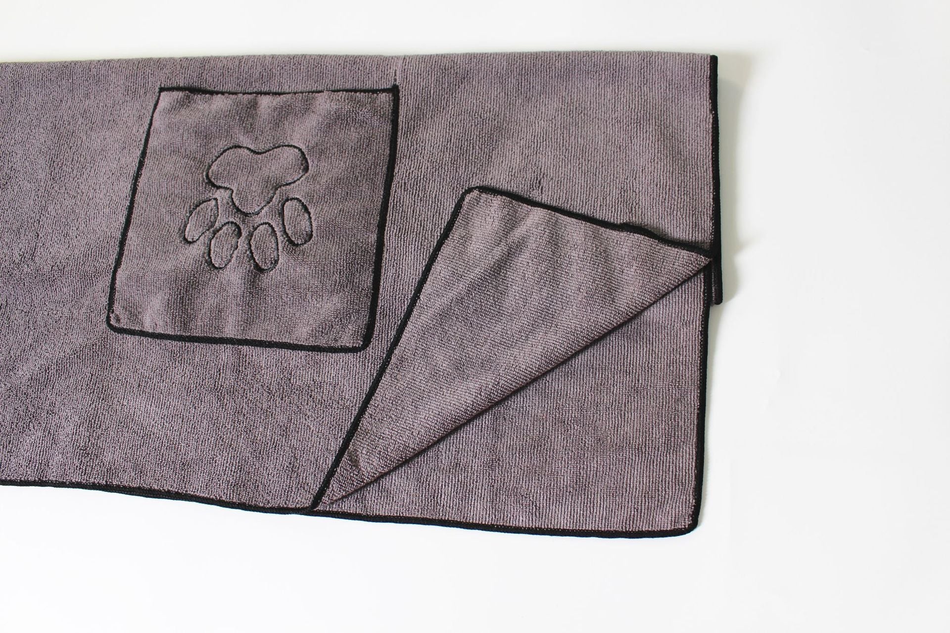 KFX-5952957 Absorbent Microfiber Pet Towel - Soft Cartoon Design, 50x100cm, Gray