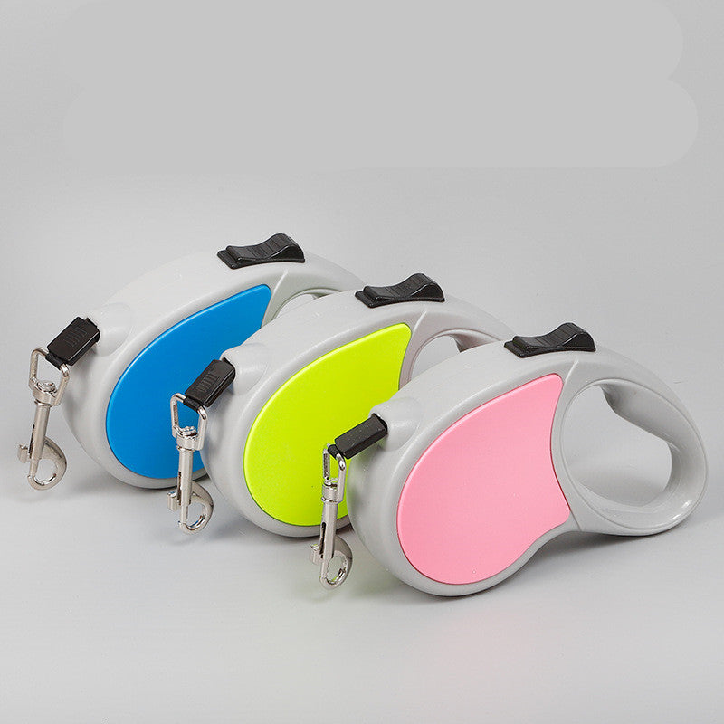 KFX-5953085 Telescopic Pet Leash - Two Color Options in Blue, Pink, and Fluorescent Green, 3m & 5m Lengths