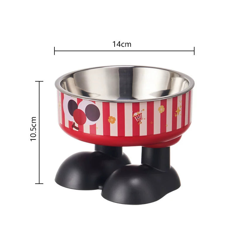 KFX-5953469 Anti-Tumble Cat Bowl with Neck Protection - Stainless Steel High Platform and Popcorn Design Options